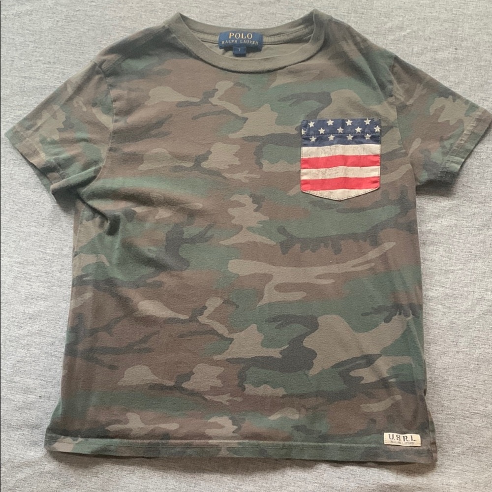 Polo by Ralph Lauren Kids Camouflage Tee with Flag Pocket - 7